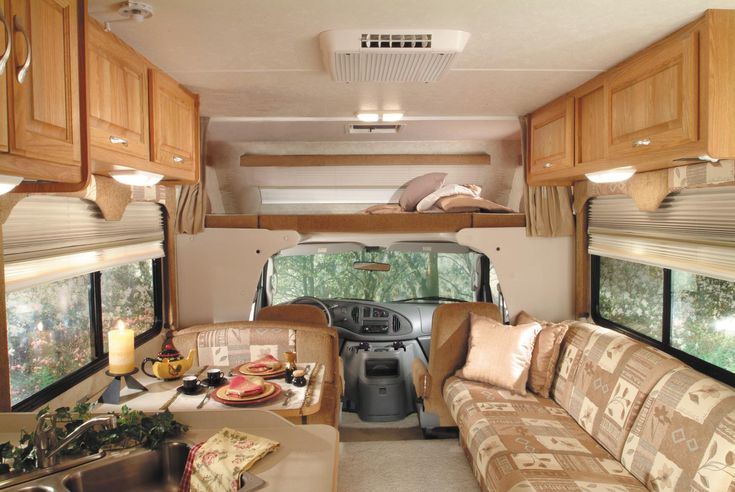 Motorhome interior with practical space for driveaway holidays